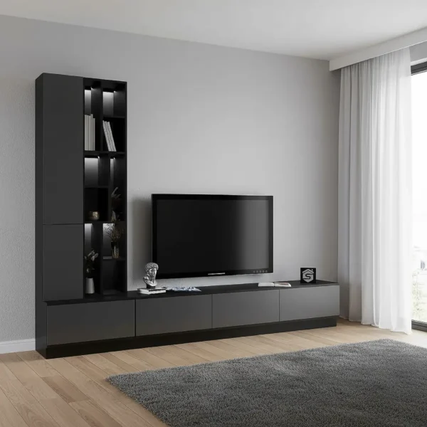 طاولة تلفزيون مضيئة رمادي مع اسود 16