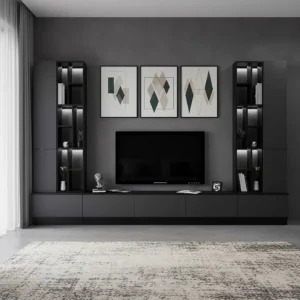 طاولة تلفزيون مضيئة رمادي مع اسود 16