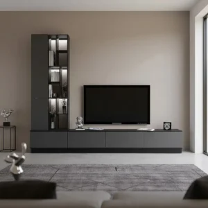 طاولة تلفزيون مضيئة رمادي مع اسود 16