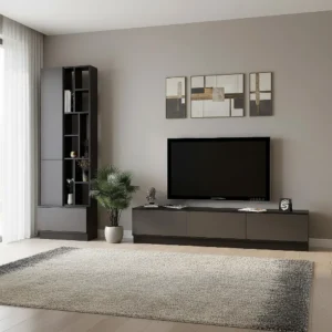 طاولة تلفزيون مضيئة رمادي مع اسود 16