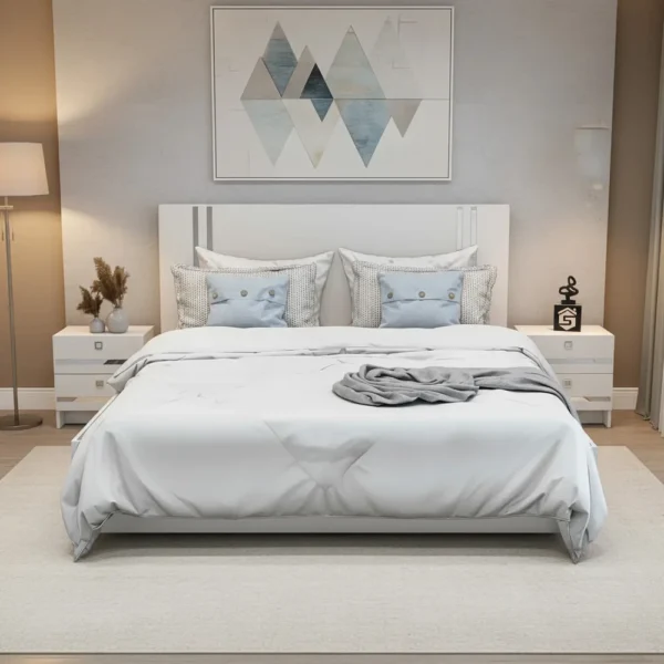 سرير مزدوج فاخر لون ابيض 099