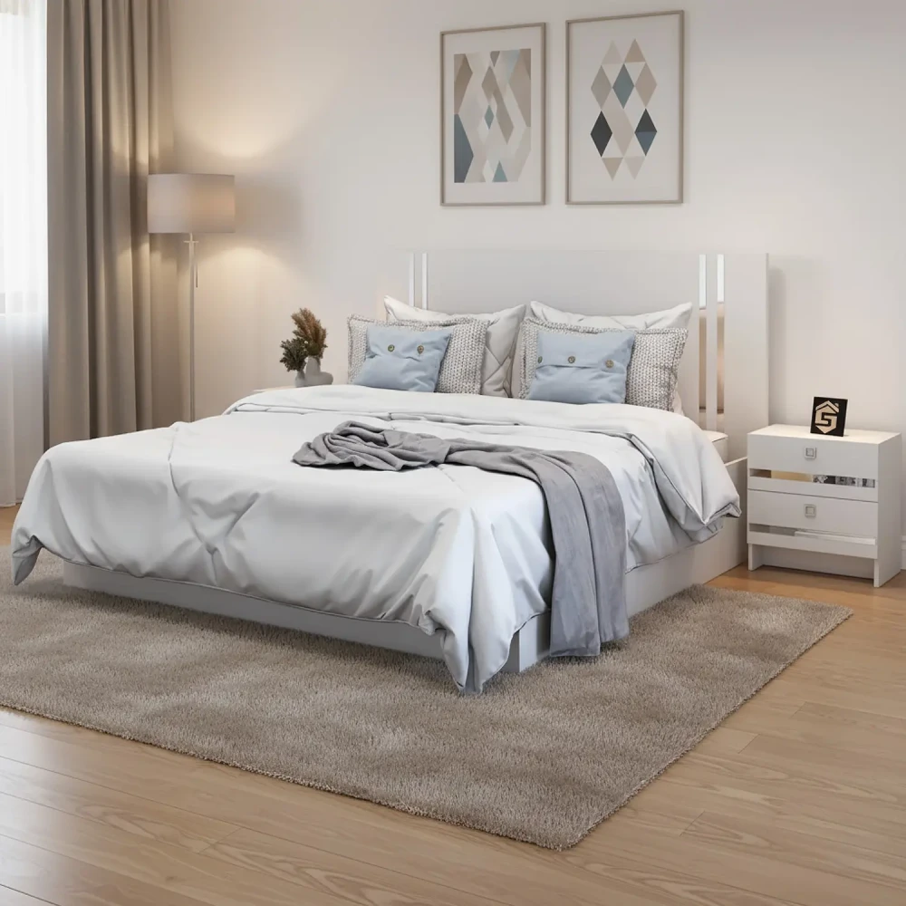 سرير مزدوج فاخر لون ابيض 099