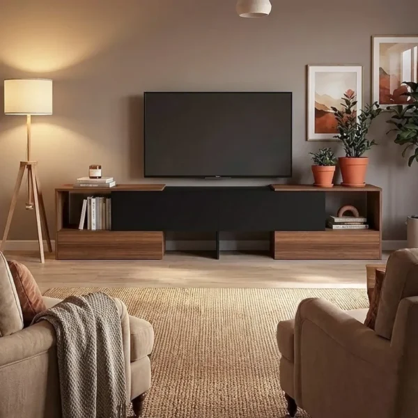 طاولة شاشة متحركة اسود مع بني 18