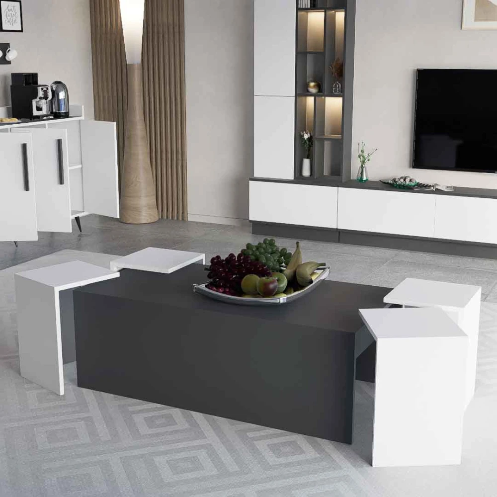 طقم طاولات مودرن ابيض مع رمادي  250