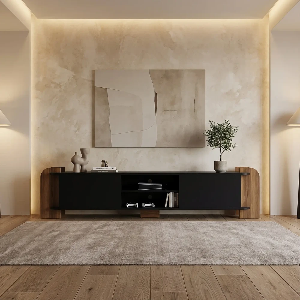 مكتبة تلفزيون فخمة اسود مع بني 20