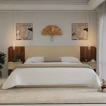 سرير كبير مع ديكور جداري و 2 كومودينه 0100