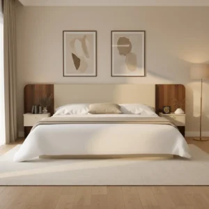 سرير كبير مع ديكور جداري و 2 كومودينه 0100