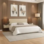 سرير كبير مع ديكور جداري و 2 كومودينه 0100