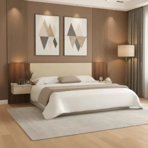 سرير كبير مع ديكور جداري و 2 كومودينه 0100