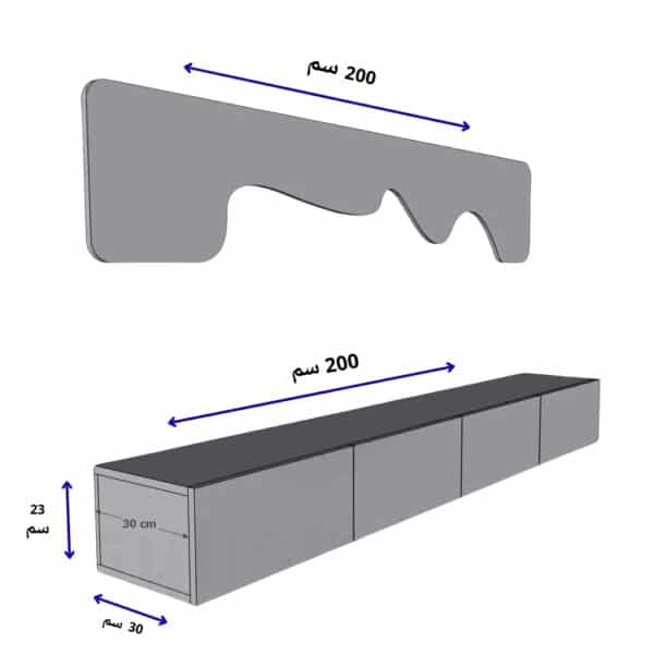 طاولة تلفزيون جدارية لون اسود 25