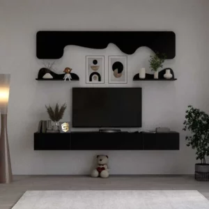 طاولة تلفزيون جدارية لون اسود 25