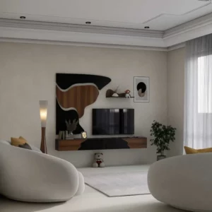 طاولة تلفزيون معلقة بتصميم فني عصري 24
