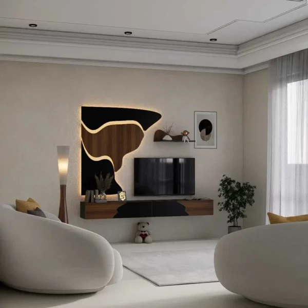 طاولة تلفزيون معلقة بتصميم فني عصري 24
