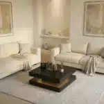 طاولة قهوة سوداء بتصميم عصري وإضاءة مخفية قابلة للشحن