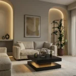 طاولة قهوة سوداء بتصميم عصري وإضاءة مخفية قابلة للشحن